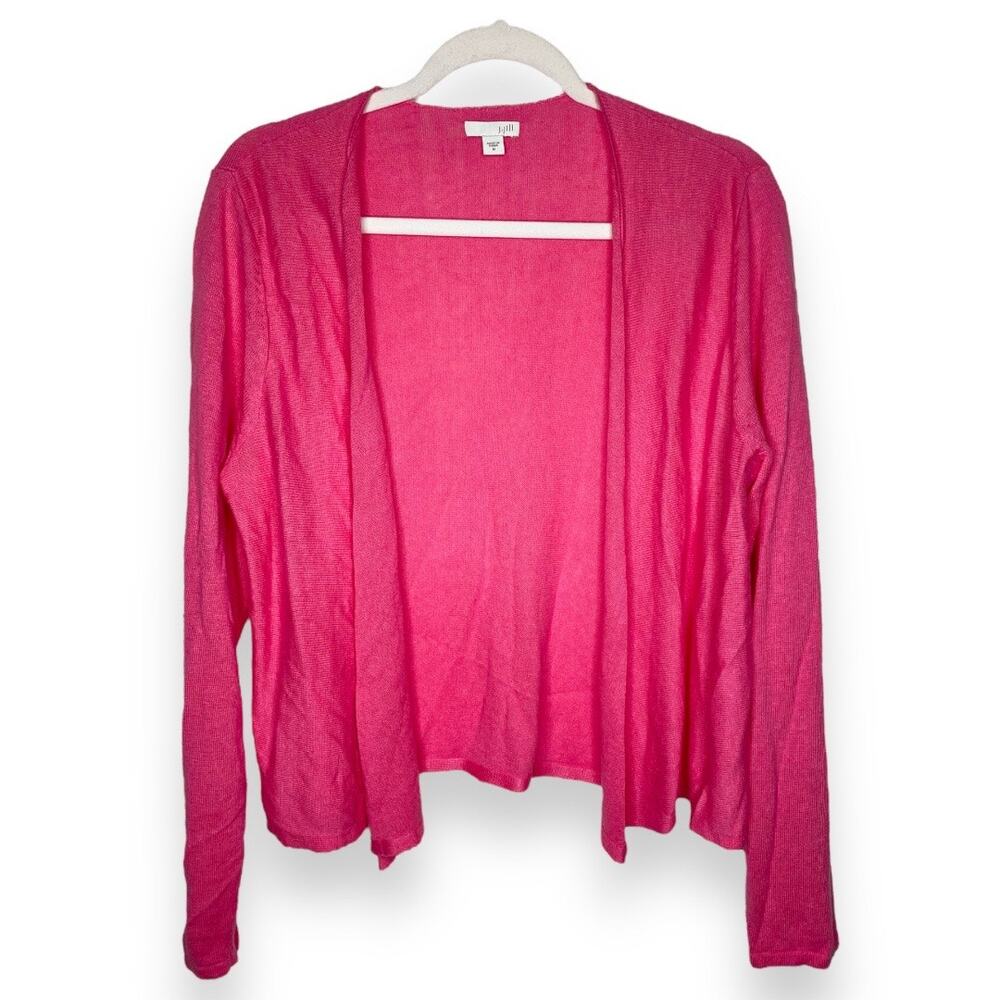 J. Jill Pink Linen Blend Open Cardigan Medium